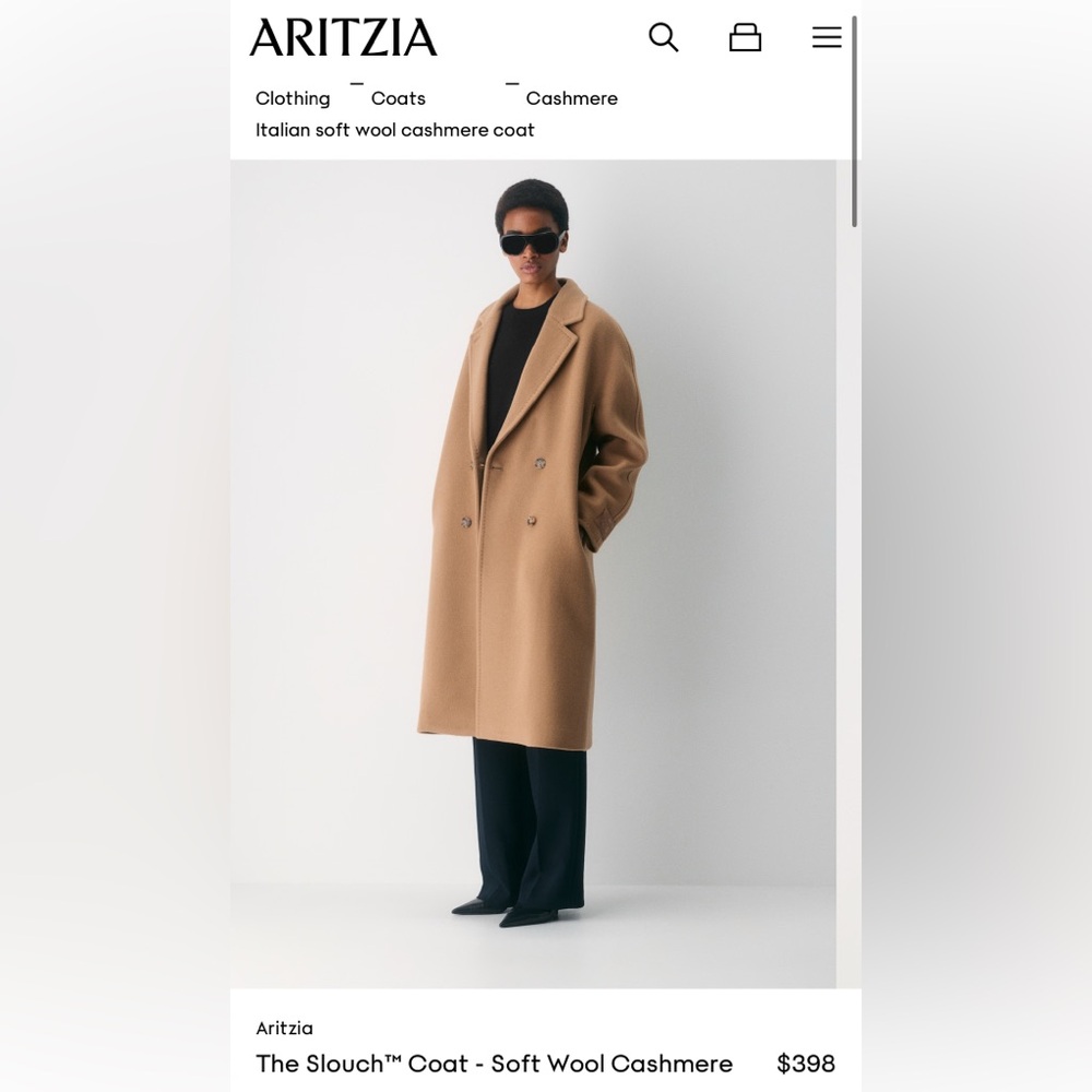 Aritzia Babaton Slouch Camel Coat— new with tags